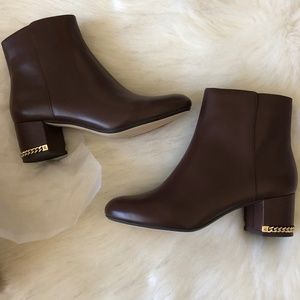 MICHAEL KORS SABRINA MID BOOTIE IN MOCHA LEATHER